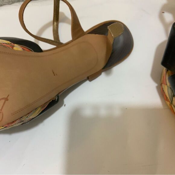 Sam Edelman Mason Women's Black Leather Open Toe Ankle Strap Platform Heels 7 M - Picture 7 of 13